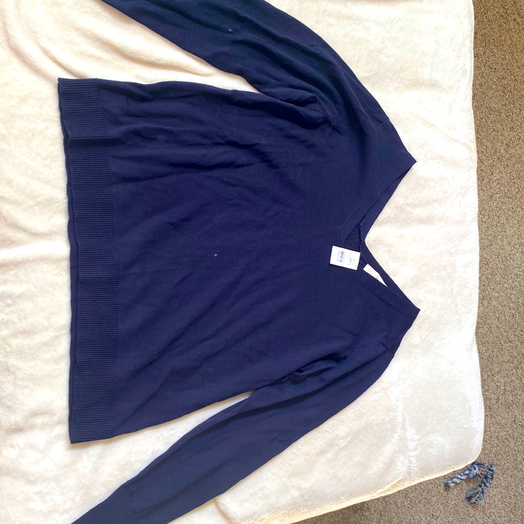 Navy Blue Double V Neck Sweater